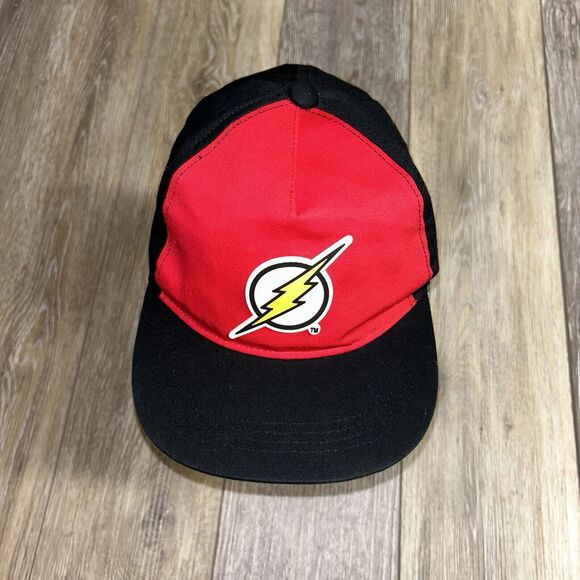 DC Comics The Flash Youth Hat Baseball SnapBack Cap Black Red Lightning Bolt - Picture 2 of 11
